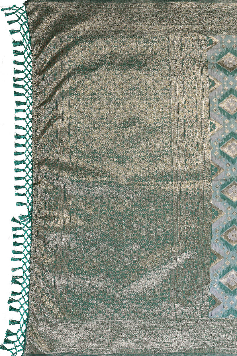 Rama Cotton Blend Jacquard Zari Saree