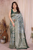 Green Cotton Blend Jacquard Zari Saree