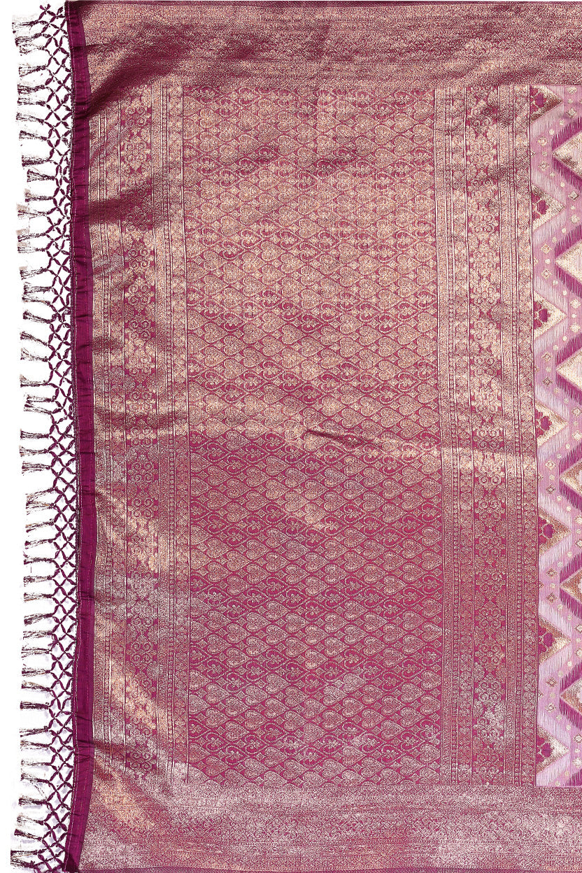 Purple Cotton Blend Jacquard Zari Saree