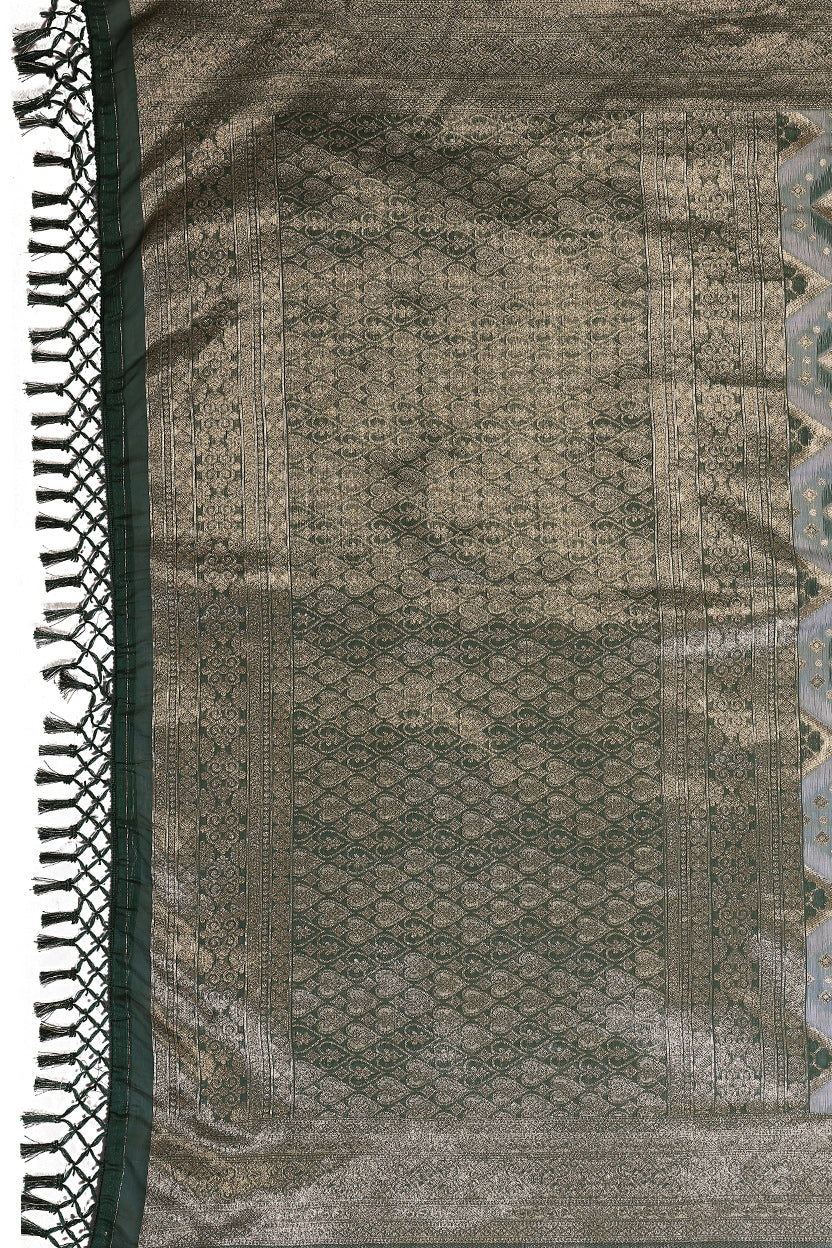 Green Cotton Blend Jacquard Zari Saree