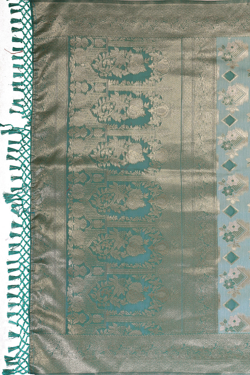Rama Cotton Blend Jacquard Zari Saree