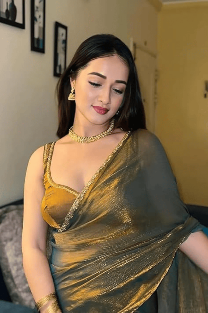 Golden Jimmy Choo Silk Saree