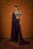 Wine Solid Plain Georgette Saree