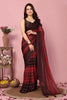 Red Ready To Wear Shimmer Nylon Silk Saree