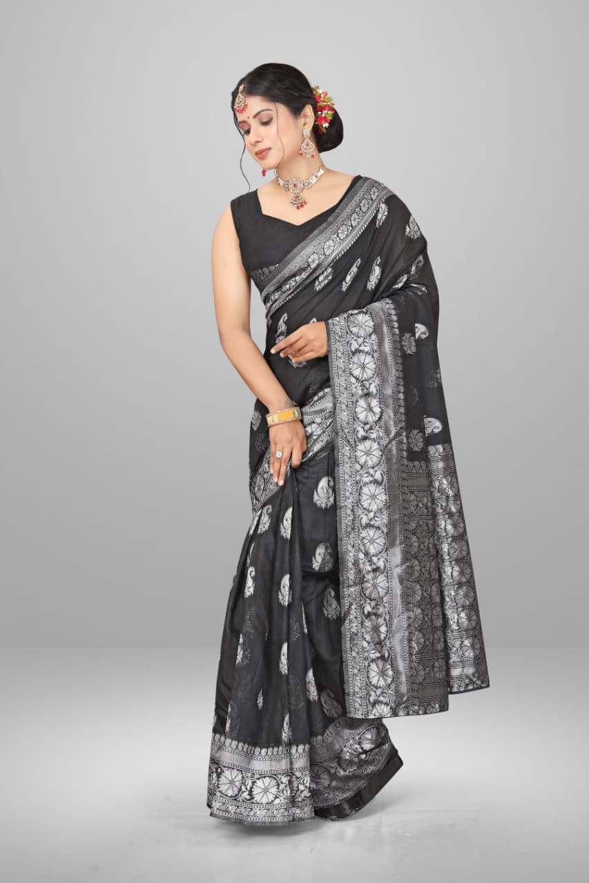 Ready To Wear Black Silk Saree