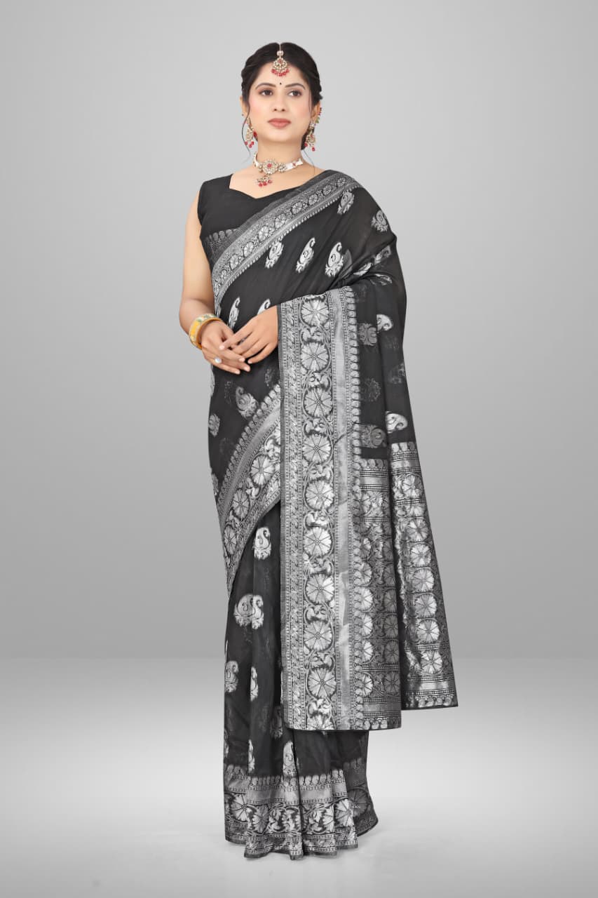 Ready To Wear Black Silk Saree