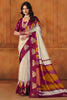 White Manipuri Printed Saree With Foil Work