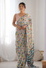 White Printed Georgette Saree