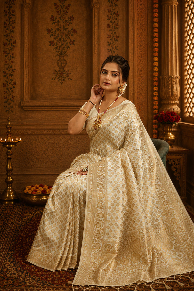 White Pure Soft Khadi Silk Saree