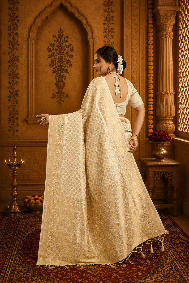 White Pure Soft Khadi Silk Saree