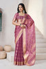 Wine Linen Cotton Zari Silk Weaving Saree