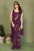 Wine Foil Printed Georgette Saree