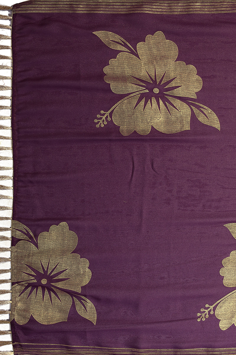 Wine Foil Printed Georgette Saree