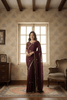 Wine Embroidered Georgette Lace Saree