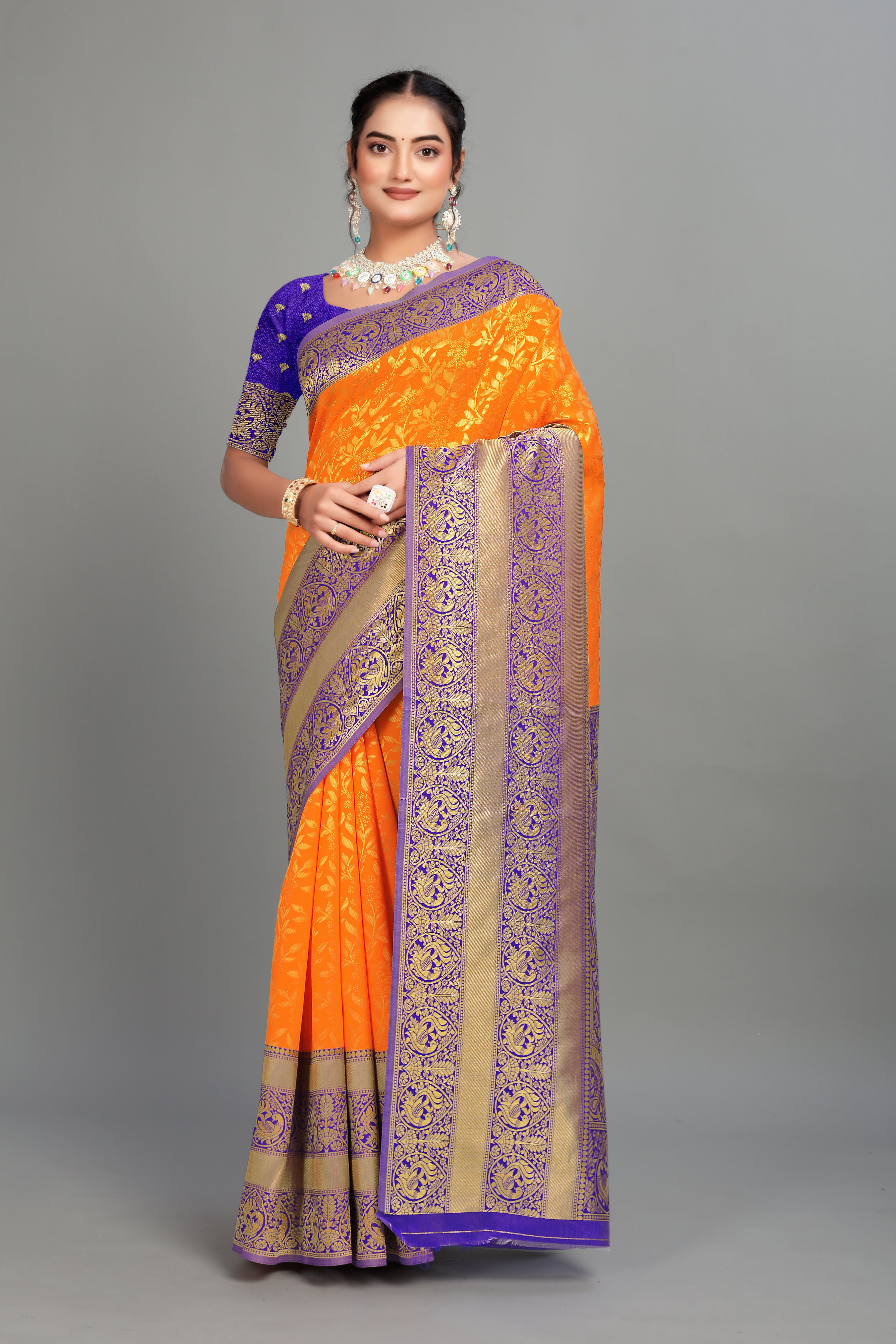 Orange Woven Banarasi Silk Saree