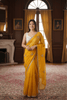Yellow Crunchy Silk Embroidery Saree