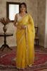 Yellow Crunchy Silk Embroidery Saree