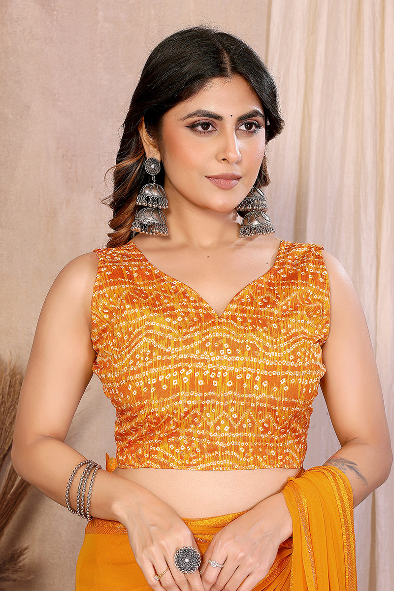 Yellow Plain Georgette Saree
