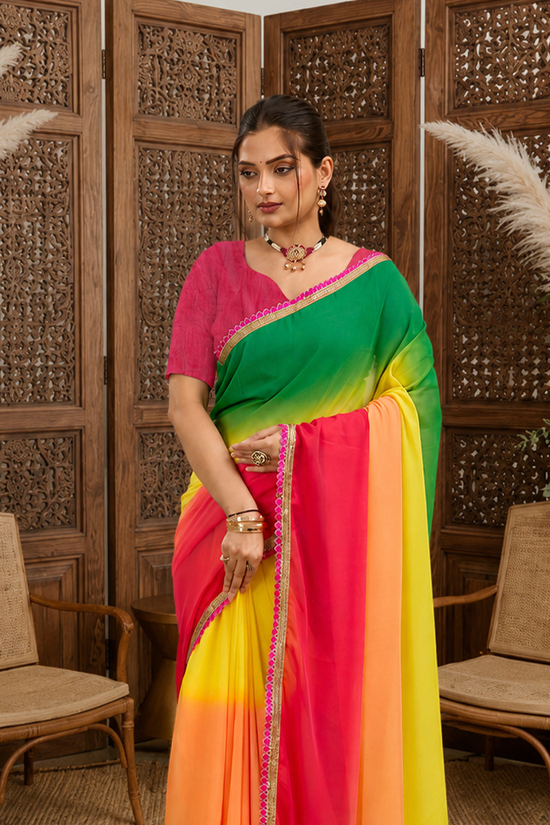 Yellow Toned Georgette Saree