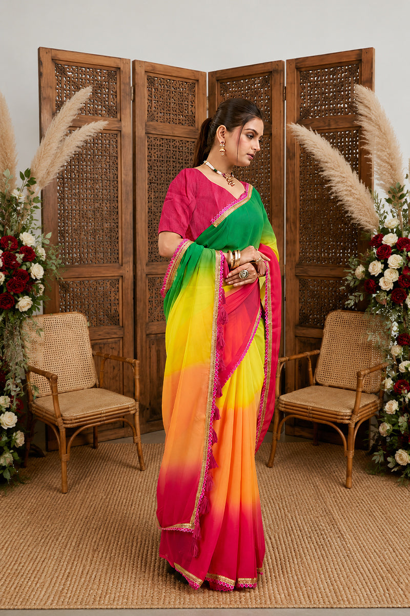 Yellow Toned Georgette Saree