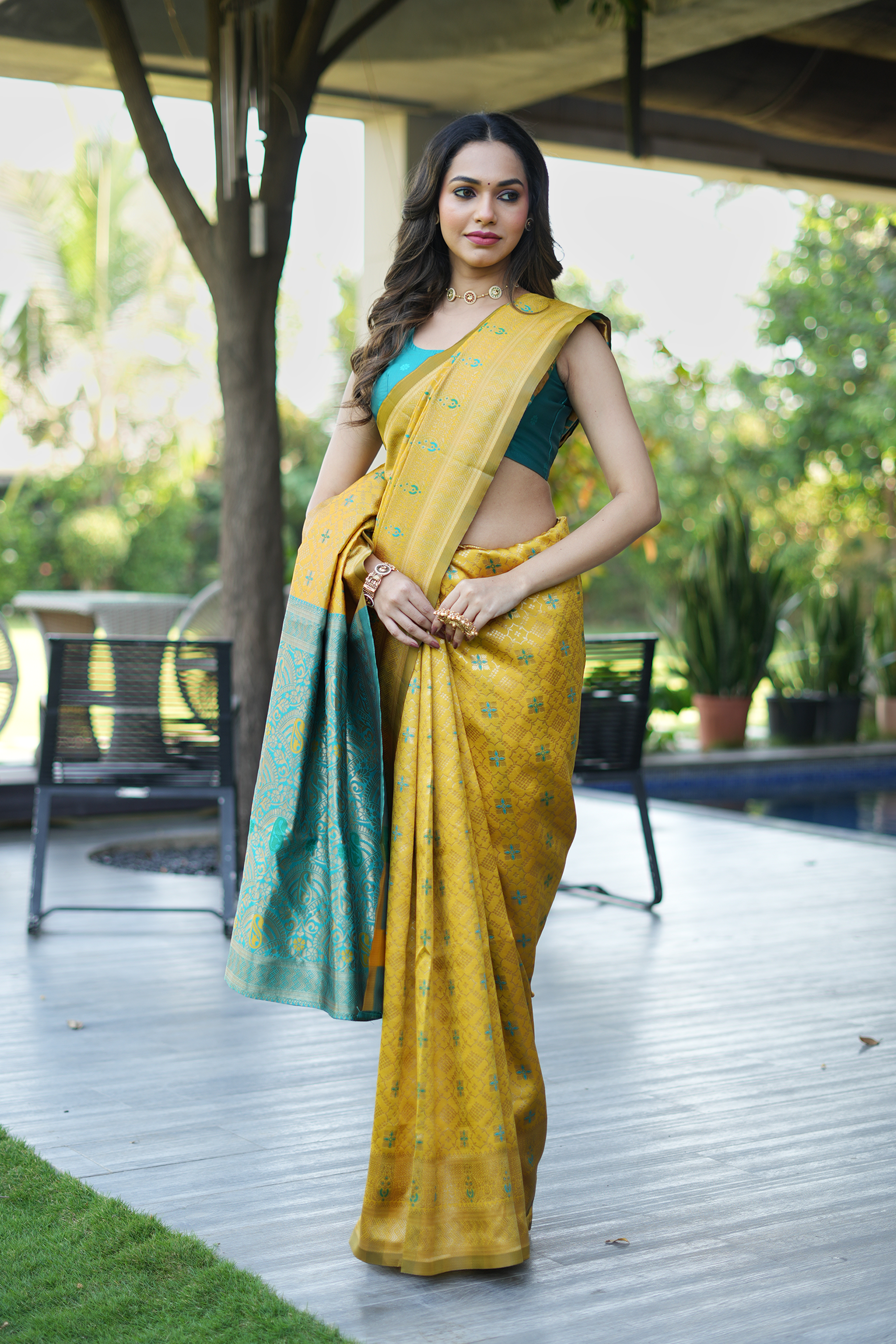 Yellow Woven Banarasi Silk Saree