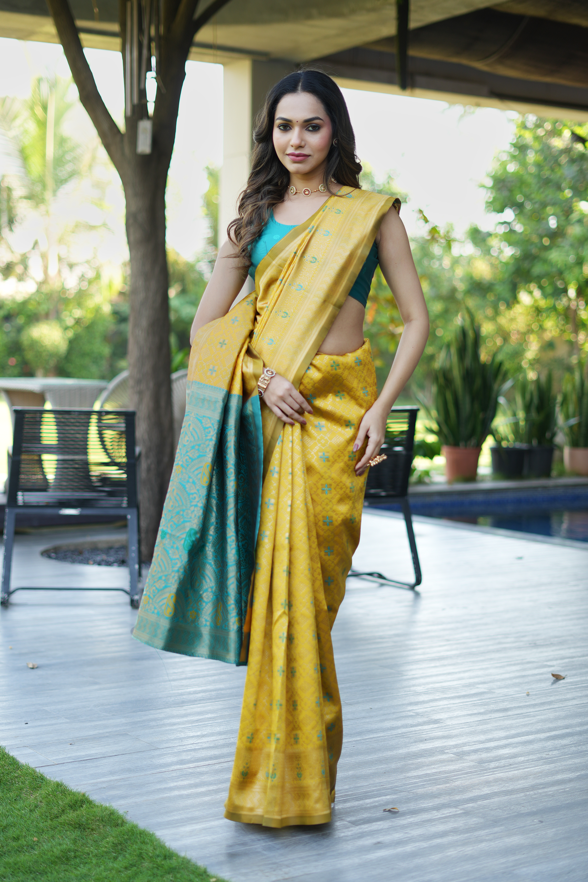 Yellow Woven Banarasi Silk Saree