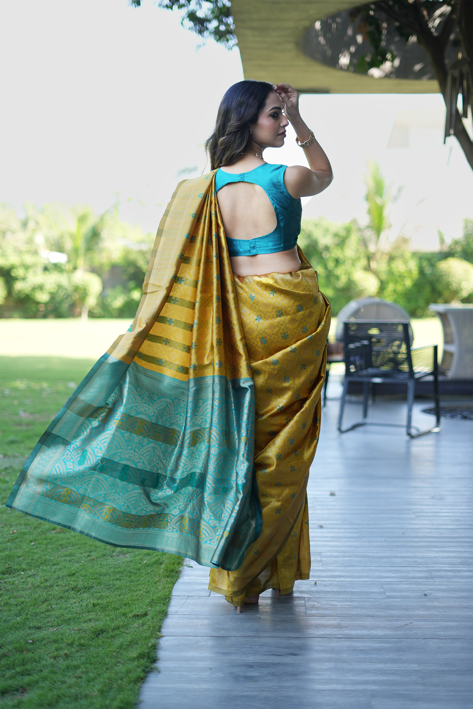 Yellow Woven Banarasi Silk Saree