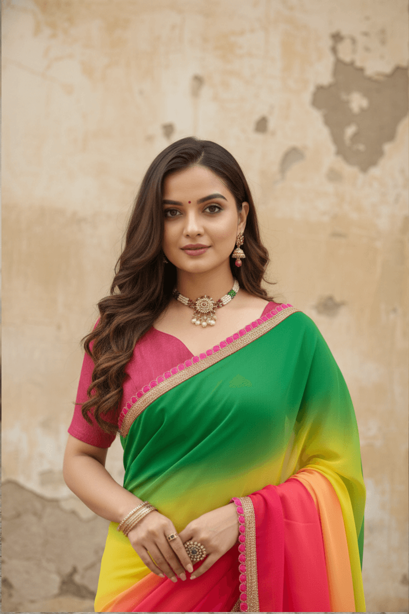 Yellow Toned Georgette Saree