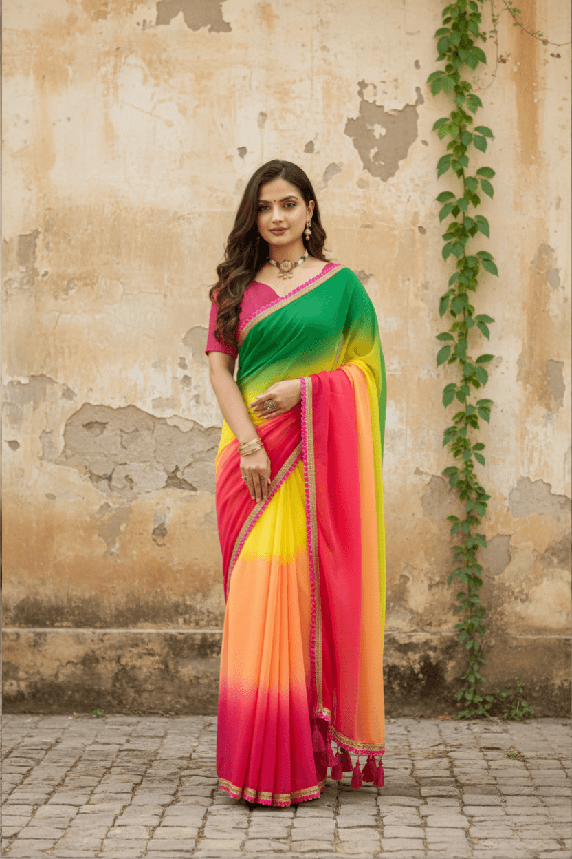 Yellow Toned Georgette Saree