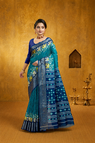 Purple Bandhani Print Soft Dola Cotton Gharchola Saree
