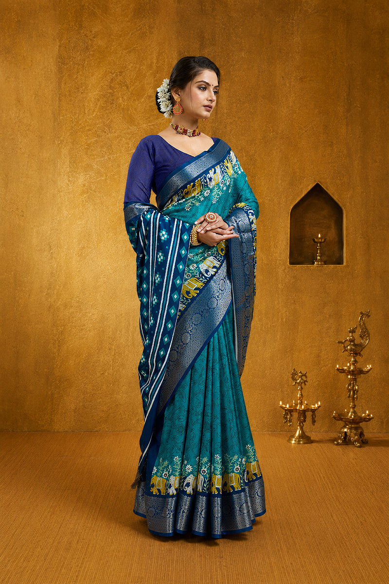 Purple Bandhani Print Soft Dola Cotton Gharchola Saree