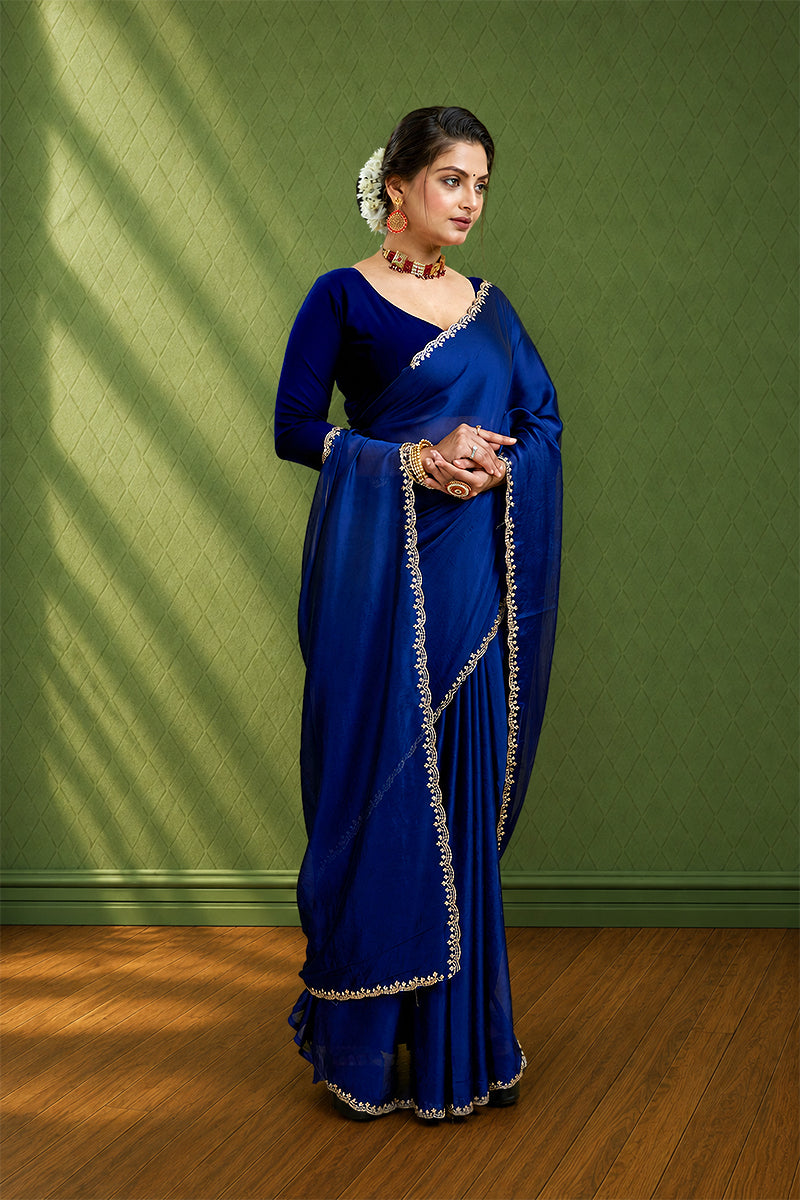 Rama Embroidered Rangoli Silk Saree