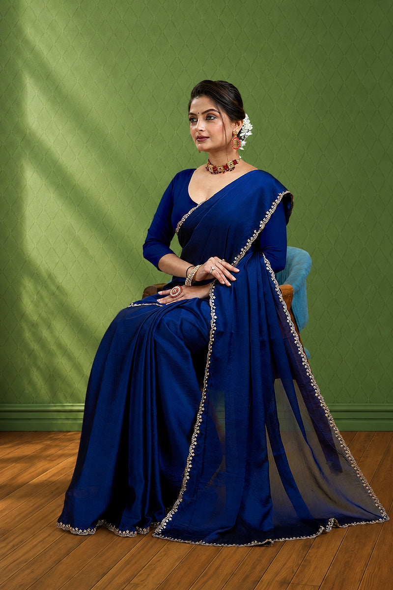 Rama Embroidered Rangoli Silk Saree