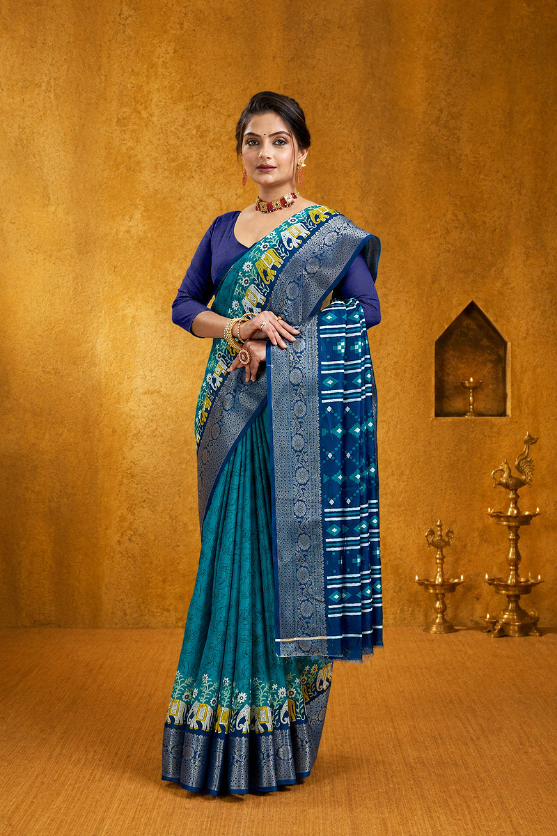 Purple Bandhani Print Soft Dola Cotton Gharchola Saree