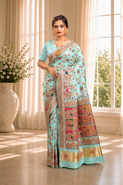 Mint Minakari Banarasi Saree
