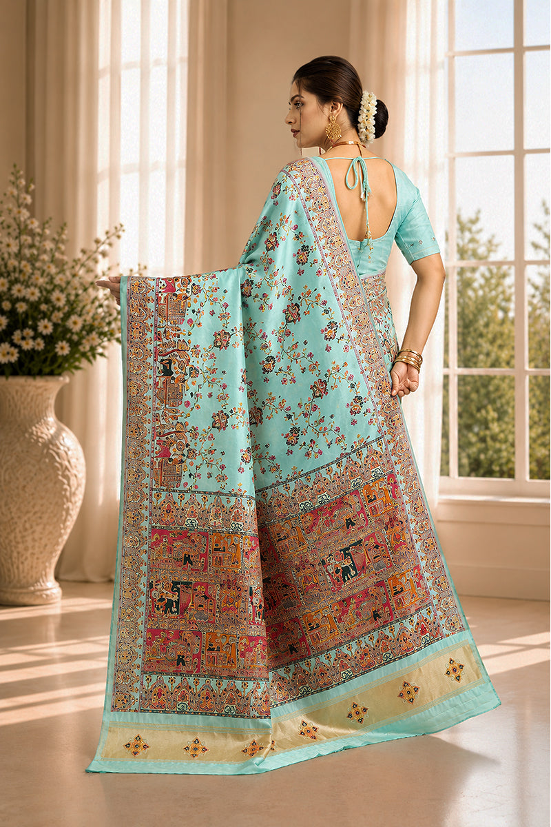 Mint Minakari Banarasi Saree