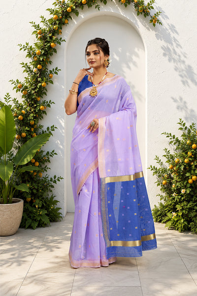 Lavender Toned Cotton Silk Saree