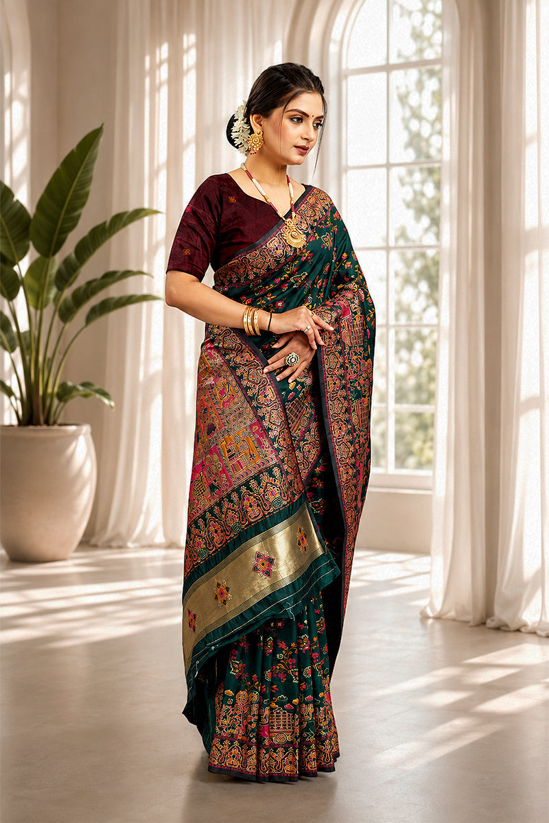 Green Minakari Banarasi Saree