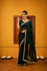 Green Solid Georgette Saree With Lace