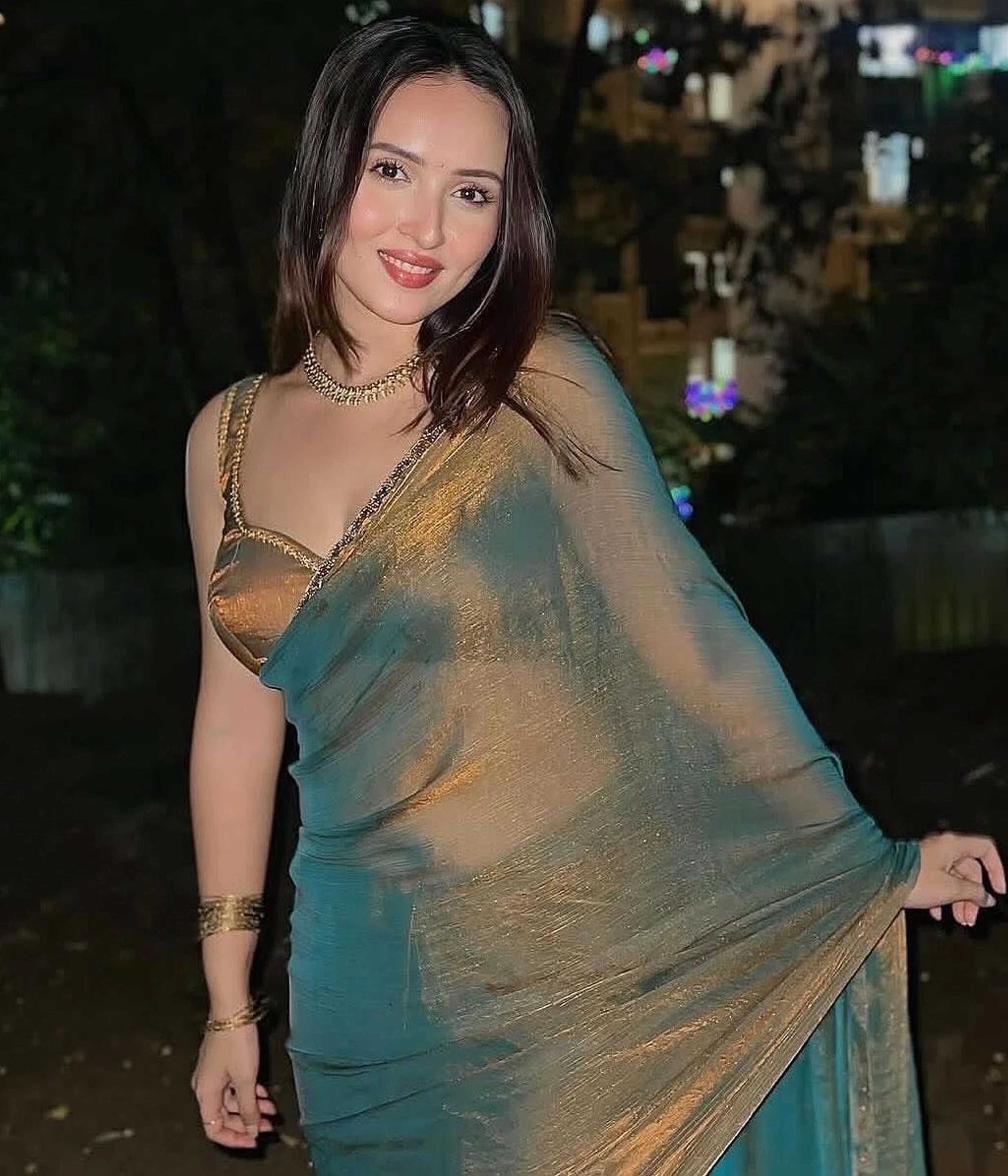 Blue Jimmy Choo Silk Saree
