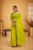 Yellow Mirror Lace Georgette Saree