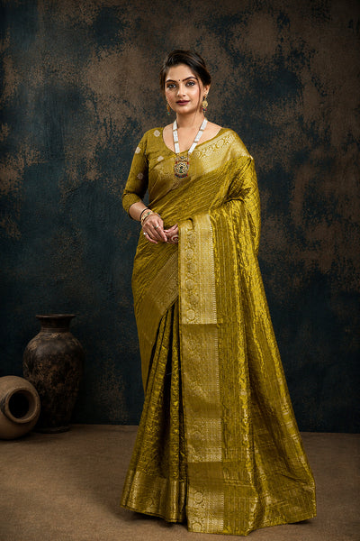 Green Woven Jacquard Cotton Silk Saree