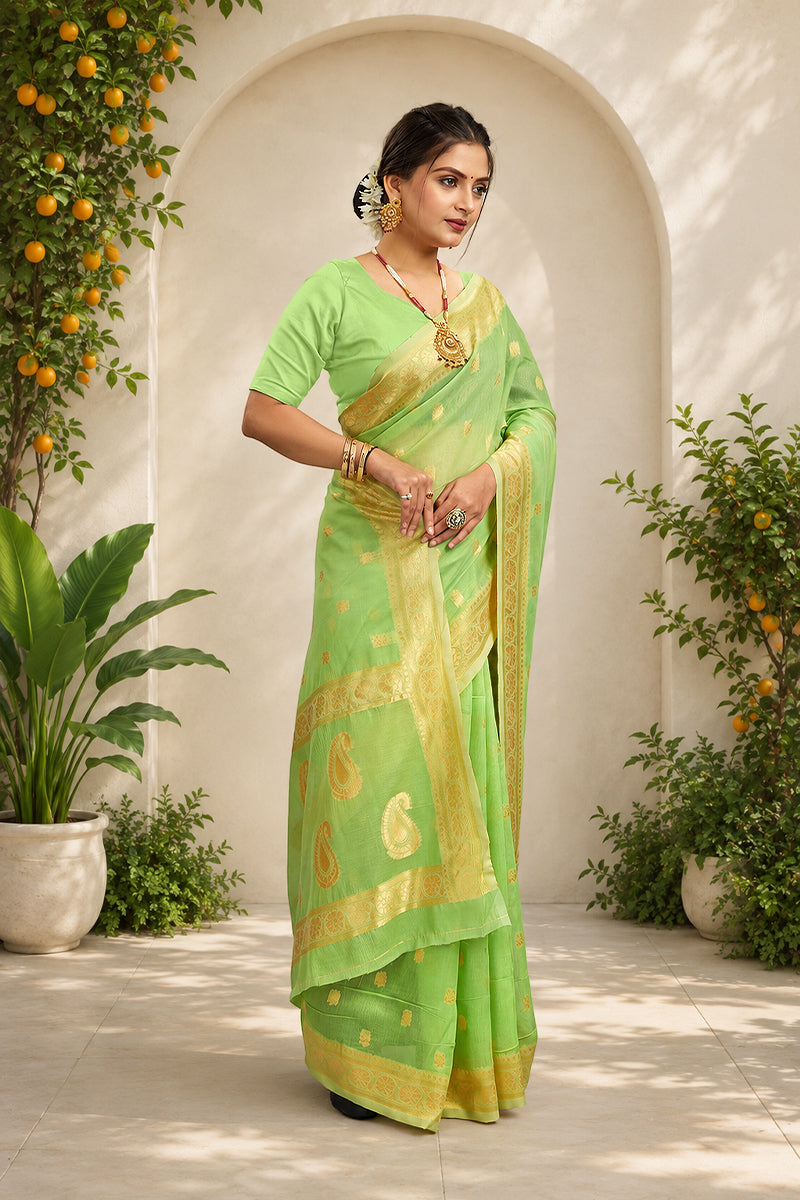 Mint Soft Cotton Silk Saree