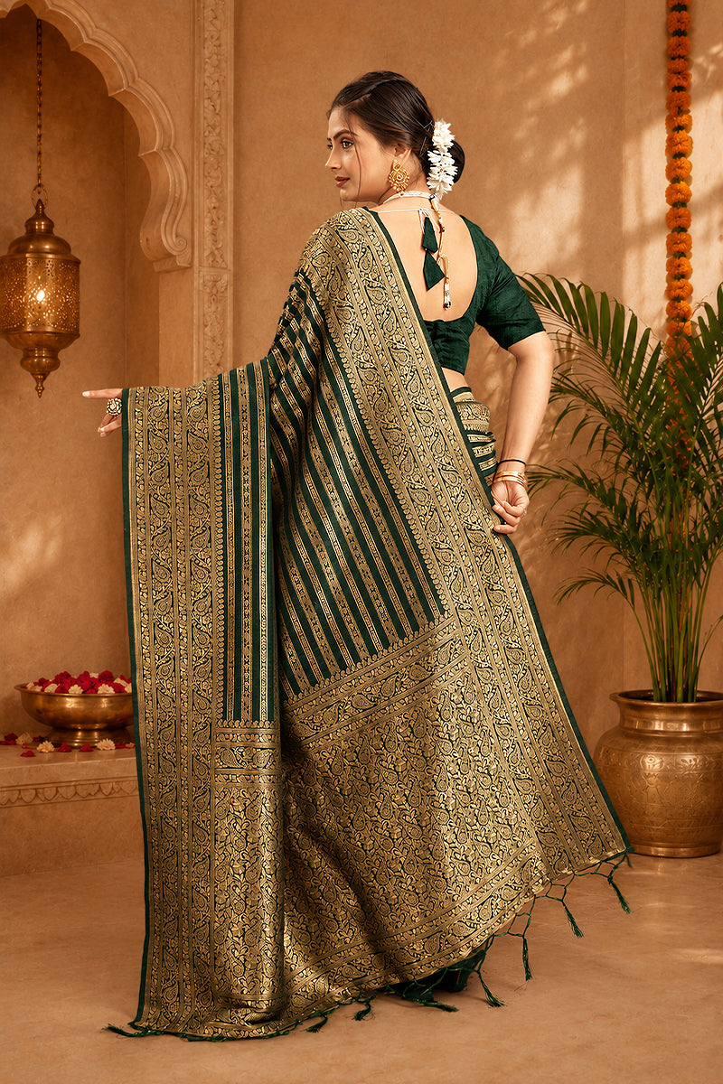 Green Woven Banarasi Khadi Silk Saree