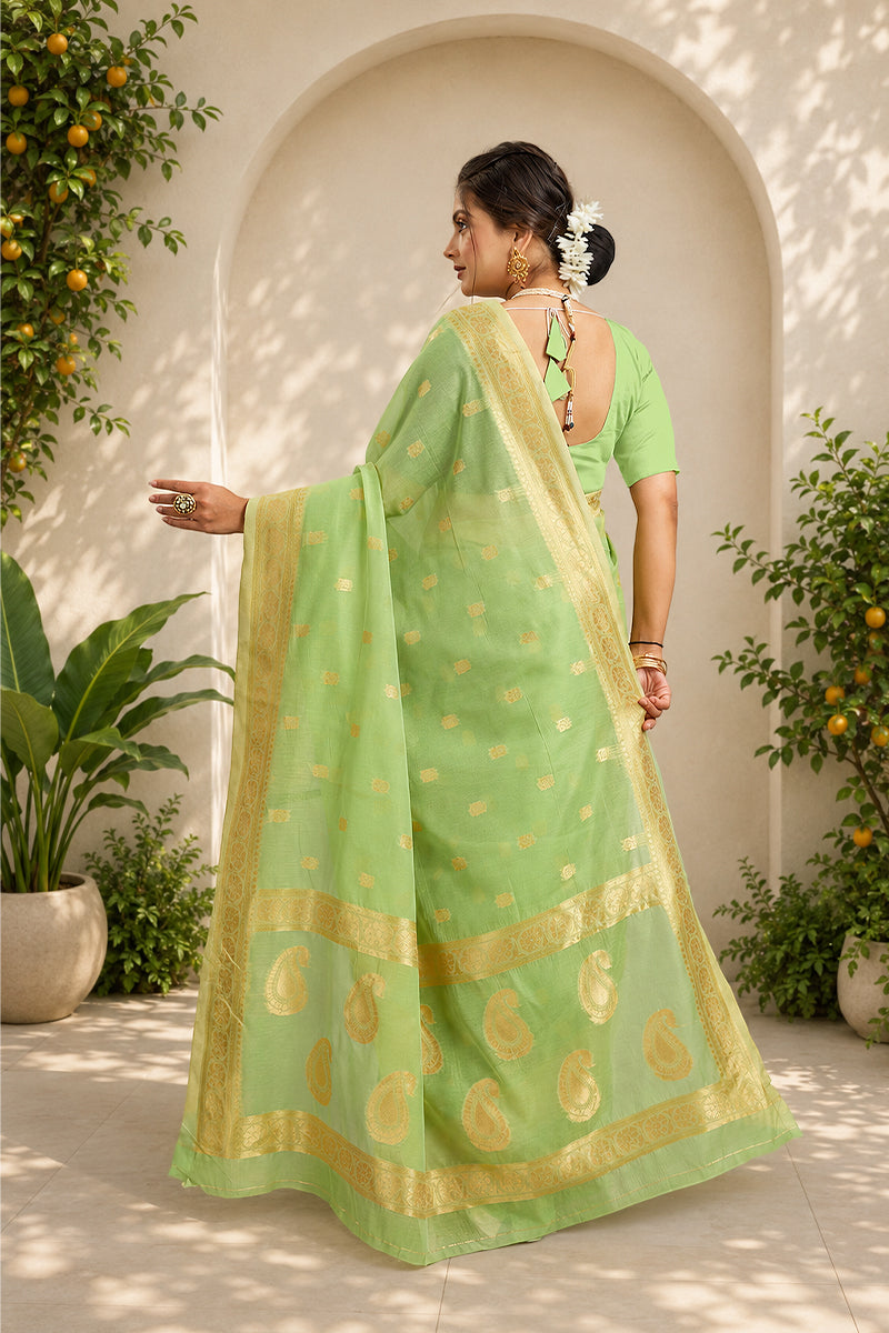 Mint Soft Cotton Silk Saree