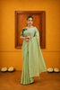 Green Solid Shimmer Polyester Saree