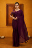 Purple Solid Shimmer Polyester Saree