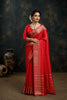 Red Woven Jacquard Cotton Silk Saree
