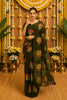 Mehndi Digital Printed Bright Moss Satin Border Saree