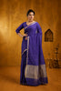 Blue Woven Zari Border Viscose Chinnon Silk Saree